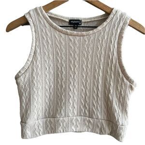 Originality Cable Knit Cropped Tank Top Sleeveless Shirt Size XS